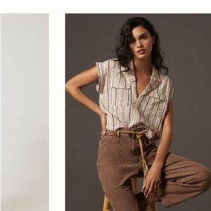 Anthropologie boxy cropped blouse